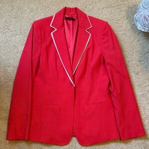 Elie Tahari Coral Blazer with Tan Piping